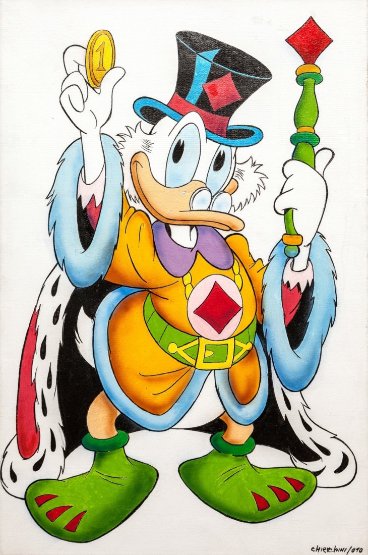 Chierchini Giulio: Paperone Re di Quadri, 2010 Firmata e datata. Tempera on canvas. Signed and dated.