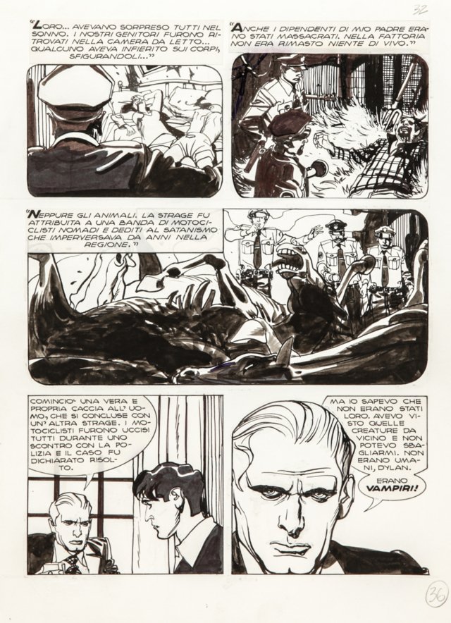 Mari Nicola - "Dylan Dog - Notti di caccia": Dylan Dog - Notti di caccia, 2001 ITA matita e china su cartoncino, 24 x 33 cm Tavola originale per "Notti di caccia" edita su Dylan Dog n. 180 dalla Bonelli nel 2001. ________________________________