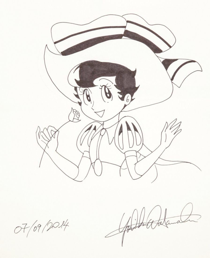 Watanabe Yoshiko - "La principessa zaffiro", 2014: La principessa zaffiro, 2014 ITA matita, china e pennarello su cartoncino, 23,5 x 30 cm Pin-Up realizzata dall'autrice giapponese Watanabe, allieva e collaboratrice per molti anni del leggendario Osam
