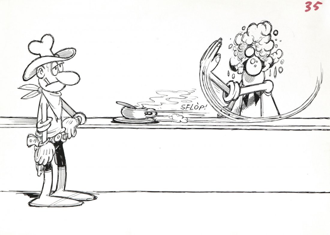 Jacovitti Benito - "Cocco Bill ", anni '60/'70: Jacovitti Benito - "Cocco Bill ", anni '60/'70 ITA matita e china su cartoncino, 32,5 x 23,5 cm Illustrazione originale realizzata da Jacovitti per il suo personaggio piÃ¹ amato, Cocco Bill. _______