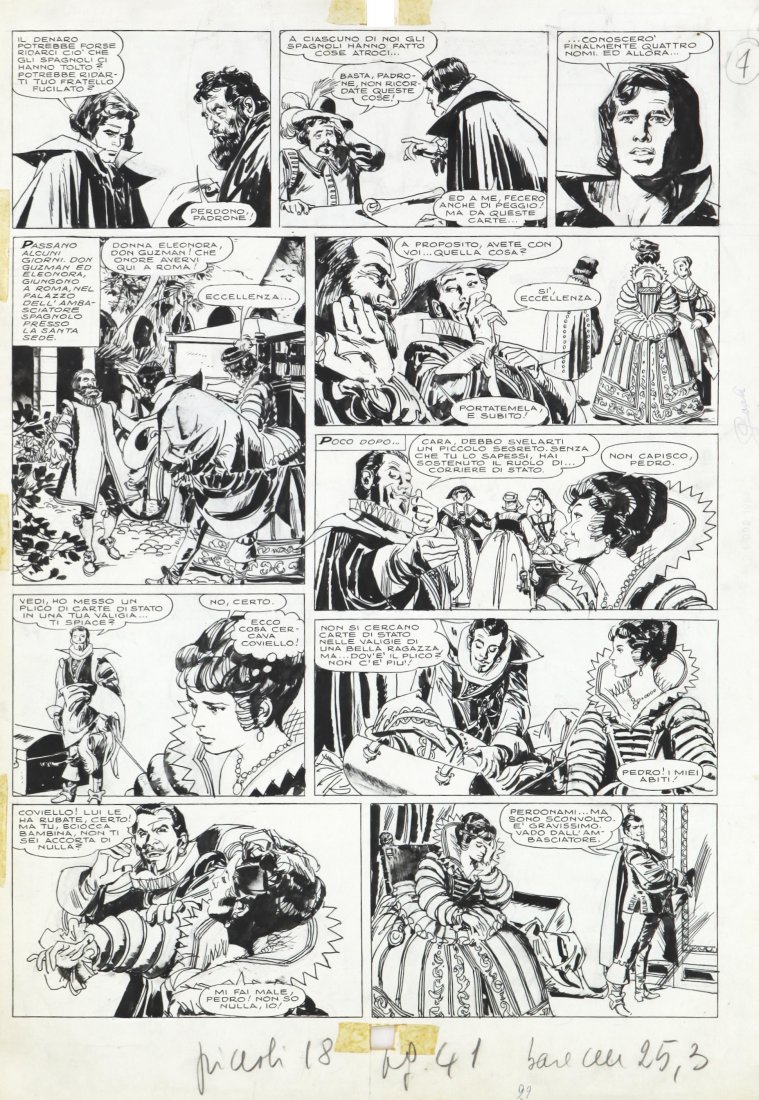 Uggeri Mario - "Capitan Coviello", 1964: Uggeri Mario - "Capitan Coviello", 1964 ITA matita e china su cartoncino, 33 x 47 cm Tavola originale realizzata da Uggeri per "Capitan Coviello" edita sul Corriere dei Piccoli n. 18 nel 1964. Acquere