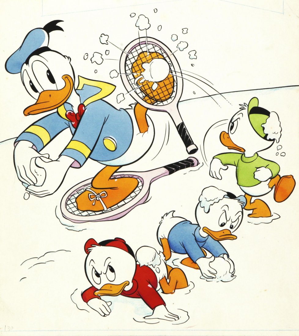 Strobl Tony - "Walt Disney's Comics and Stories", 1972: Strobl Tony - "Walt Disney's Comics and Stories", 1972 ITA matita, china e acquerello su cartoncino, 26 x 29 cm Originale di copertina realizzato da Strobl per Walt Disney's Comics and Stories n. 377 