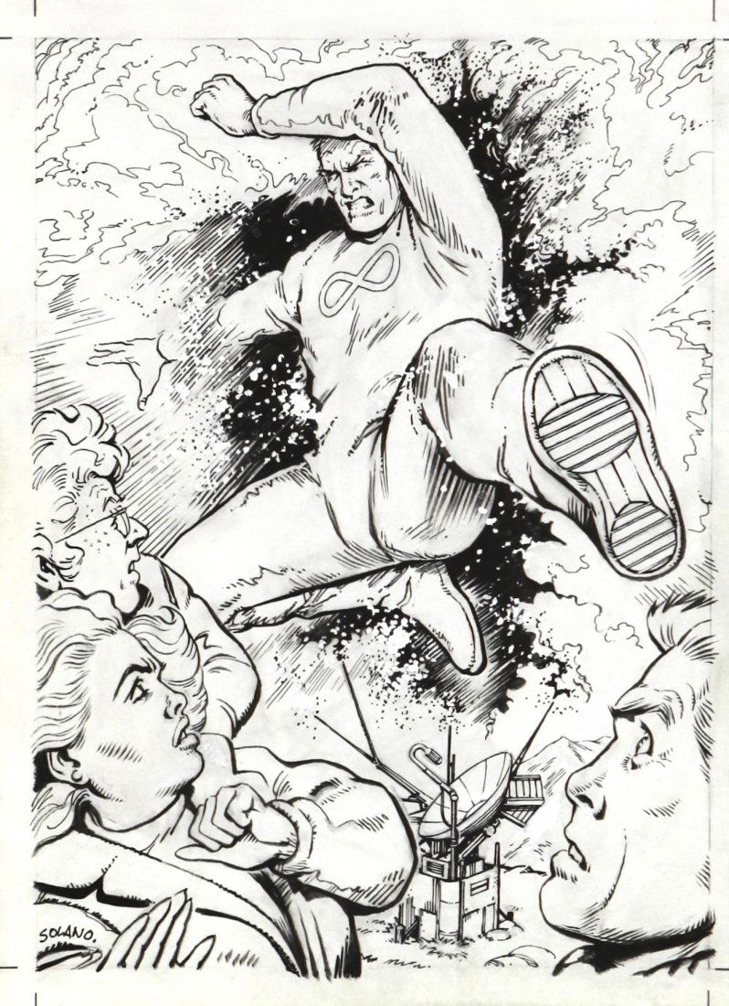 LÃ³pez Solano - "L'Eternauta", anni '70: LÃ³pez Solano - "L'Eternauta", anni '70 ITA matita e china su cartoncino, 17,5 x 24 cm Illustrazione originale realizzata da Lopez come disegno promozionale per l'uscita del secondo ciclo de L'Eter