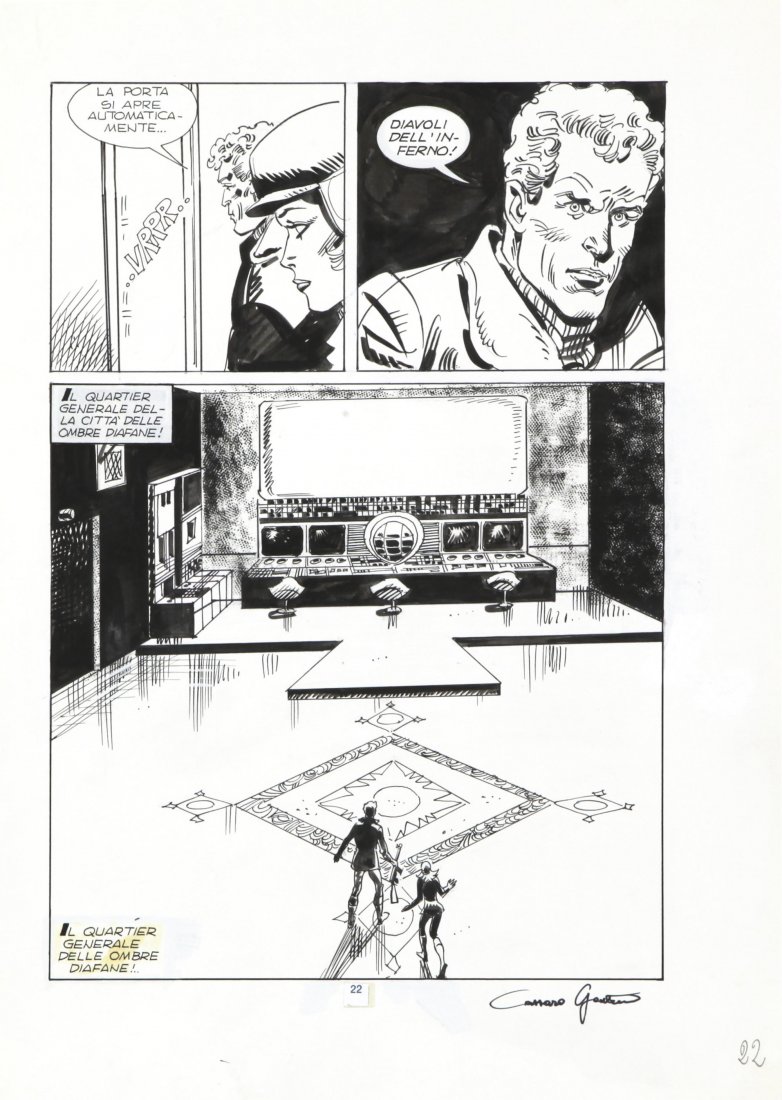 Cassaro Gaetano - "Martin MystÃ¨re - Orrore nello: Cassaro Gaetano - "Martin MystÃ¨re - Orrore nello spazio", 1983 ITA matita e china su cartoncino, 35,5 x 50 cm Tavola originale per "Orrore nello spazio" edita su Martin MystÃ¨re n. 19 a pag. 22 d