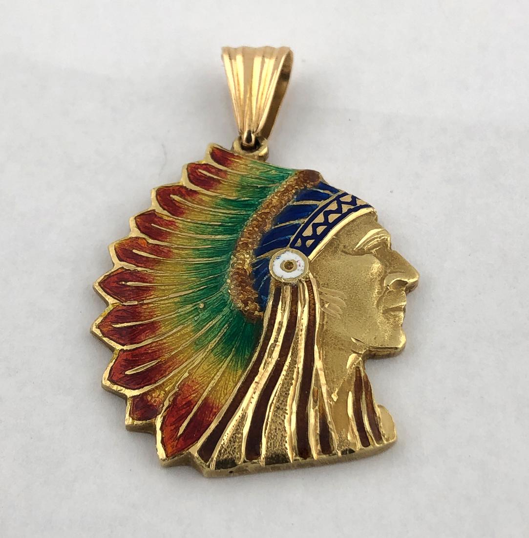 18K and Enamel American Indian Carter, Gough & Co. (1 of 2)