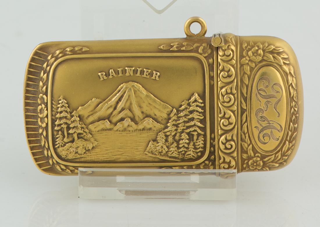 Rainier Brewing 9K Gold  Breweriana Match Safe | Vesta (1 of 5)