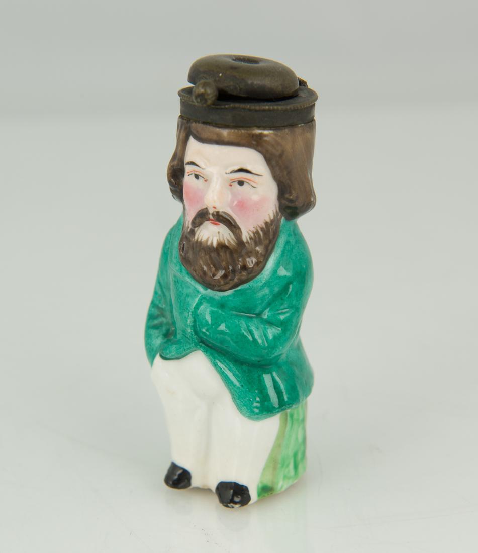 Ceramic Pocket Figural Match Safe Vesta, Skinny, c 1880 (1 of 6)