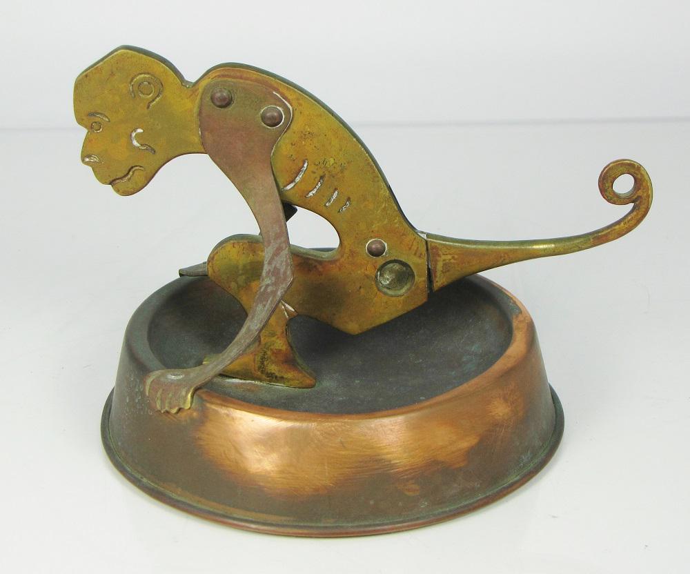 Antique Monkey Cigar Cutter With Tray