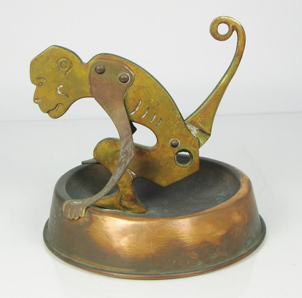 Antique Monkey Cigar Cutter With Tray