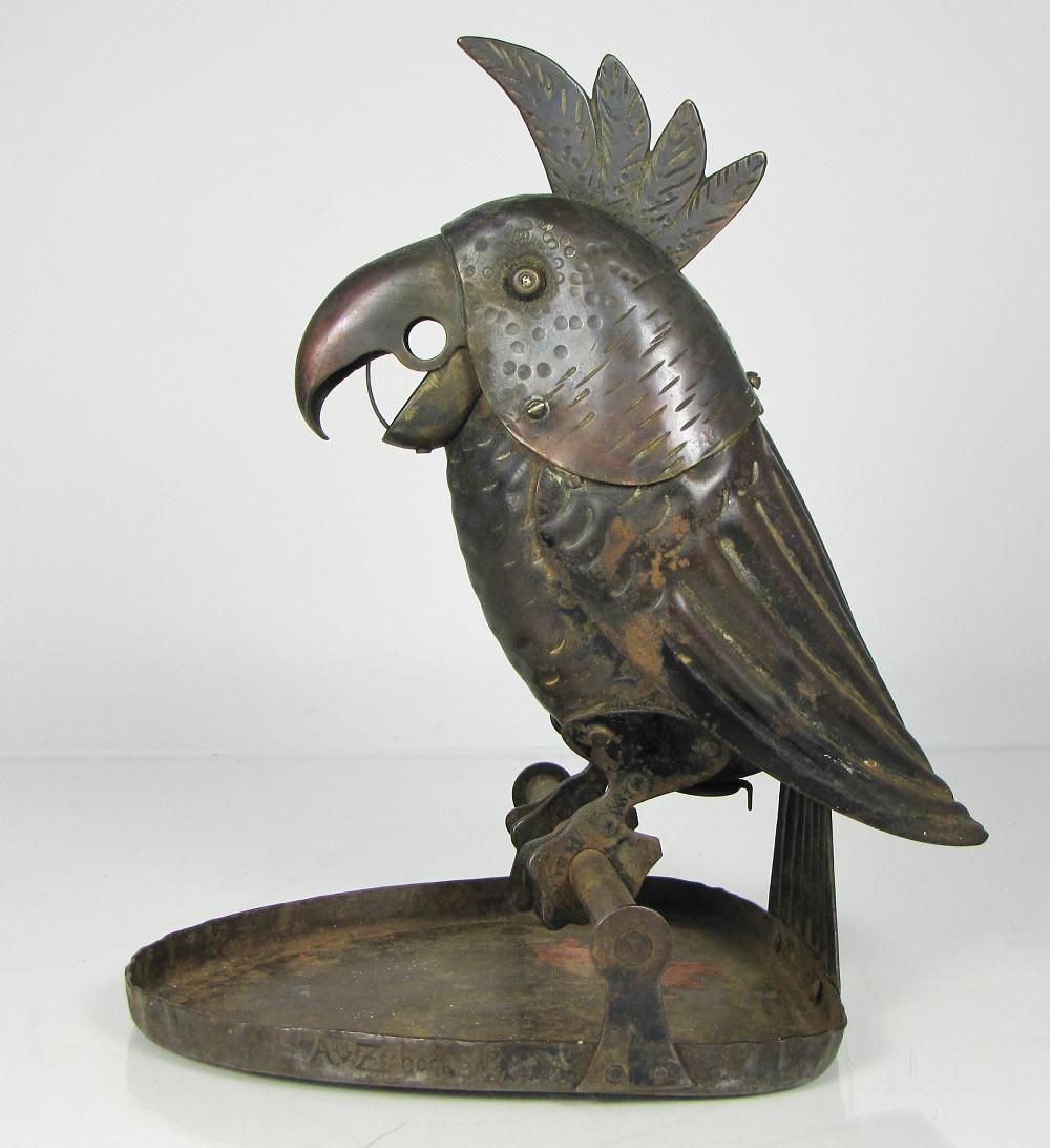 Antique Parrot Cigar Cutter With Tray