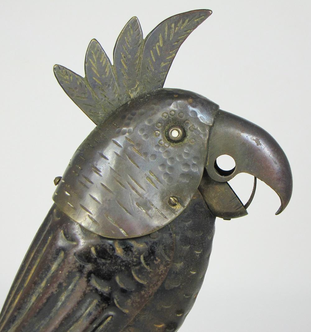 Antique Parrot Cigar Cutter With Tray