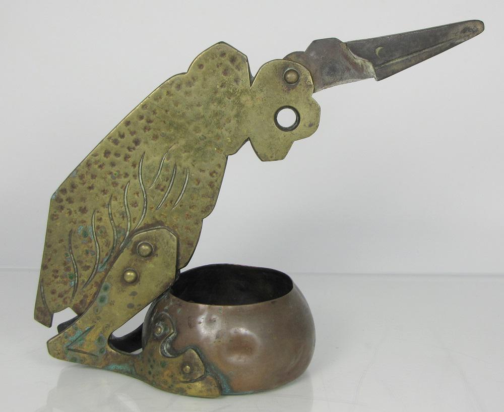 Antique Toucan Cigar Cutter With Tray
