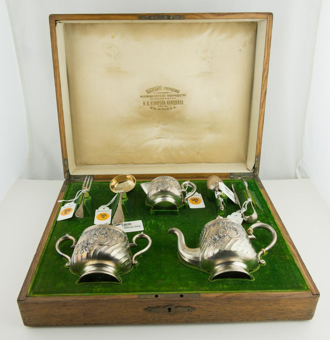 Imperial Russian Silver Tea Set, 1895 Sokolov (1 of 7)