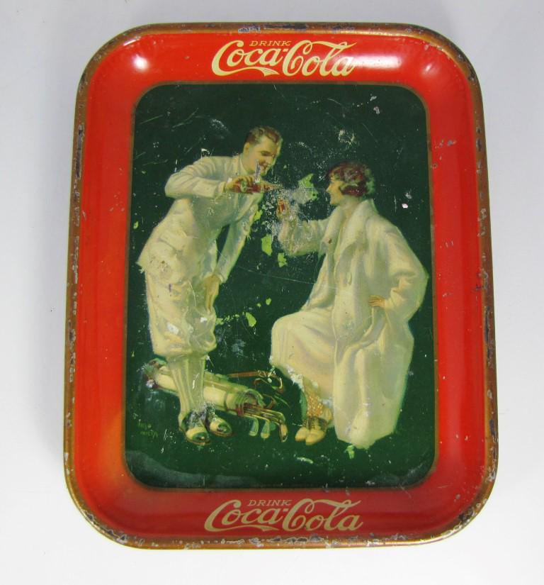 Female & Male Golf Original Coca Cola Tray 1920's (1 of 4)