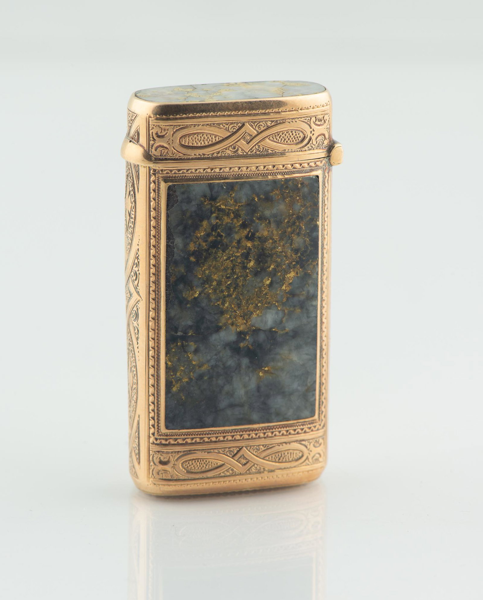 Gold & Quartz Match Safe 14k circa 1890 (1 of 6)