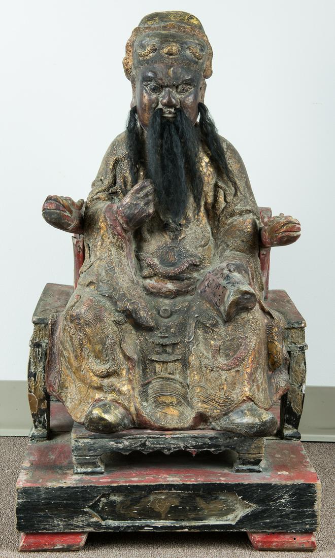 Chinese Large 19th Century Wooden  Statue (1 of 13)
