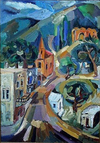 Oil painting Cityscape Signed S. Simhon (Israeli) (1 of 1)