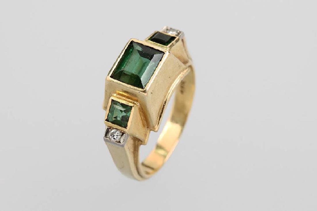18 kt gold ring with tourmalines and brilliants (1 of 1)