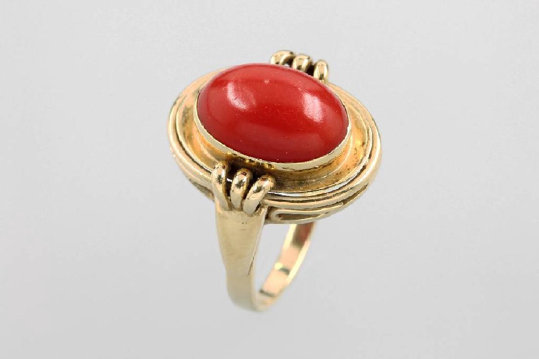 14 kt gold ring with coral (1 of 1)