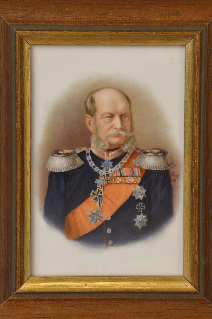 porcelain painting: porcelain painting, KPM Berlin, signed Best 89, Emperor Wilhelm I, fine portrait painting,laterally signed and dated, 15 x 11.5 cm, frame, scepter mark, without painter's mark