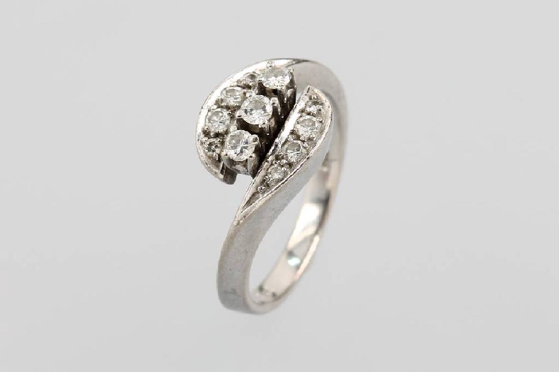 14 kt gold ring with brilliants: 14 kt gold ring with brilliants , WG 585/000, 11 brilliants total approx. 0.38 ct Wesselton/si-p, ringsize 53, approx. 4.6 g, consistent with cat.-no. 07-1764 and 07-1900