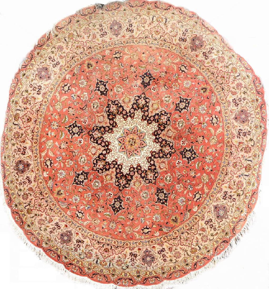 Round Tabriz Rug 'Part-Silk', (1 of 1)