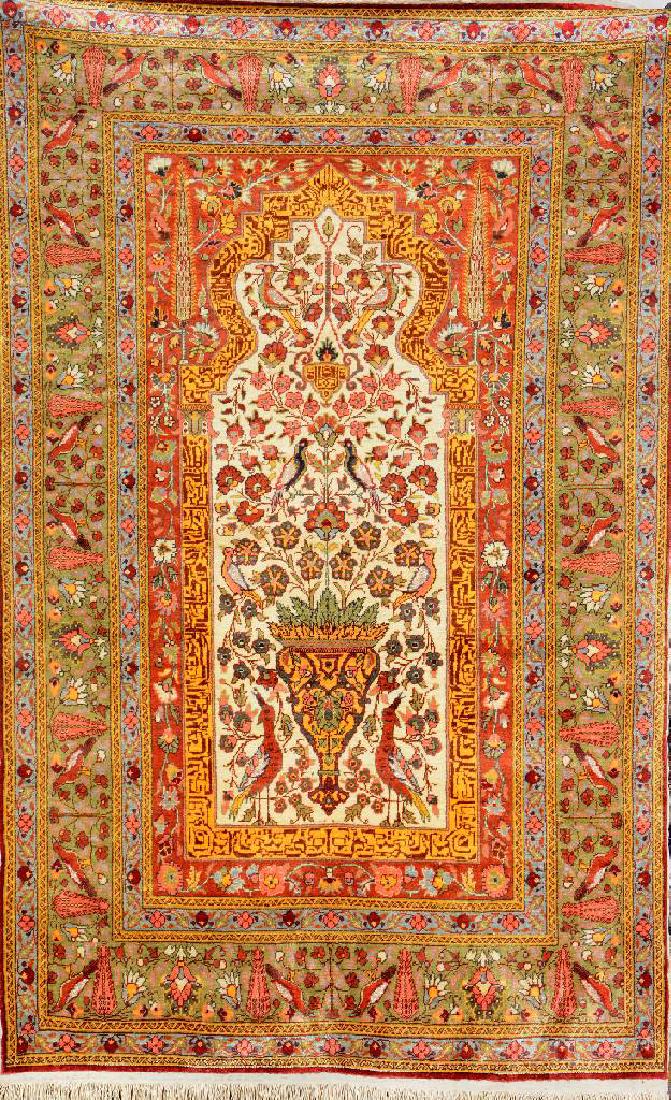 Silk & Metal-Thread Kaisery Rug, (1 of 1)