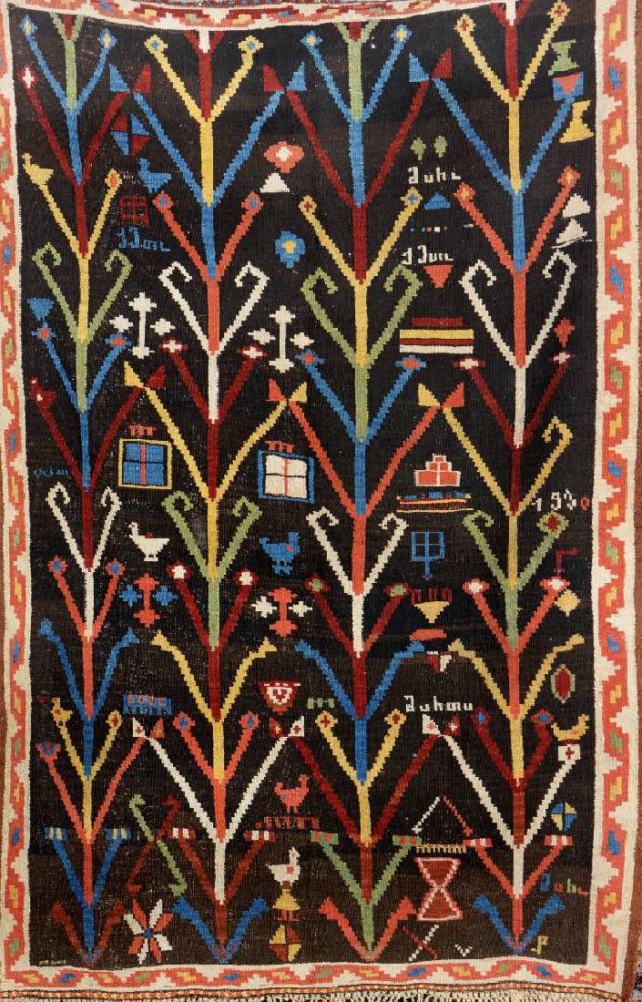 Rare Persian 'Tree Kilim' (Dated), (1 of 1)