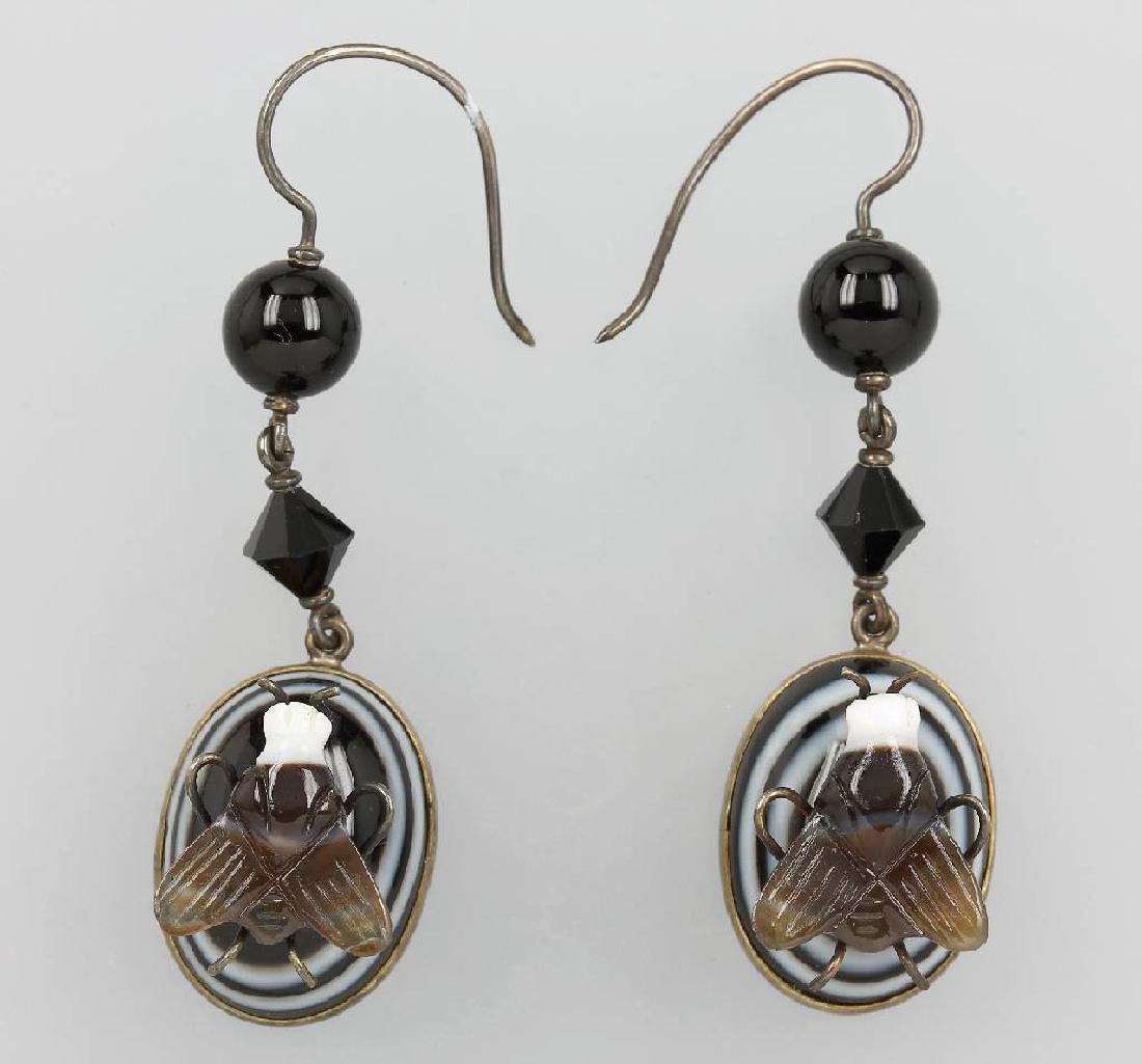 Pair of earrings with stripe agate, Idar- Oberstein (1 of 2)