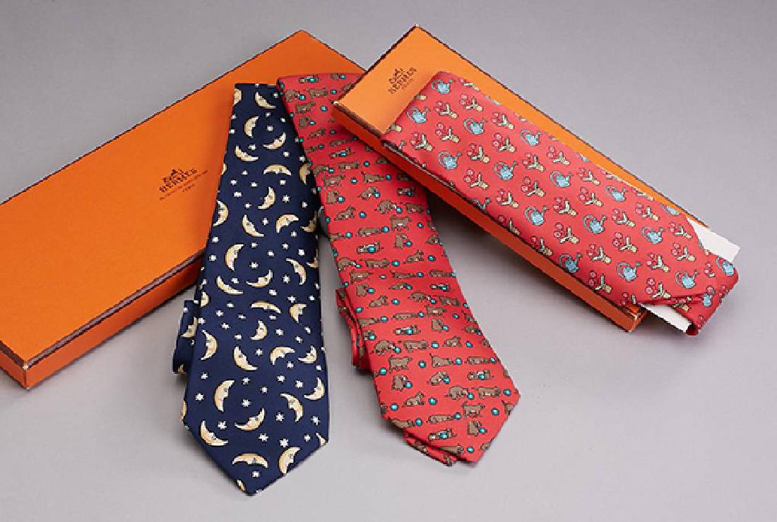 Lot 3 HERMES ties, 100 % silk, Made in France (1 of 1)
