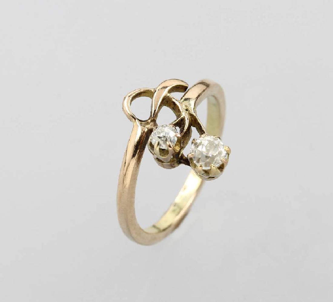 14 kt gold Art Nouveau ring with diamonds (1 of 1)