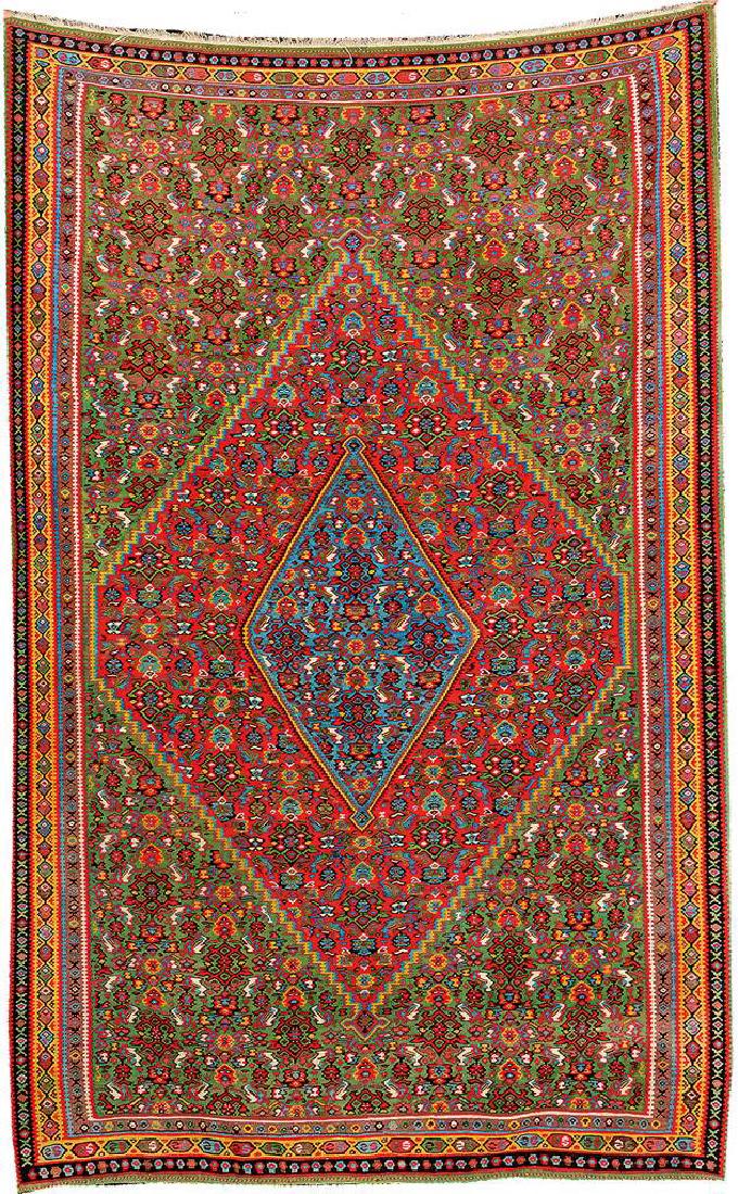 Green Ground Senneh 'Kilim', (1 of 5)