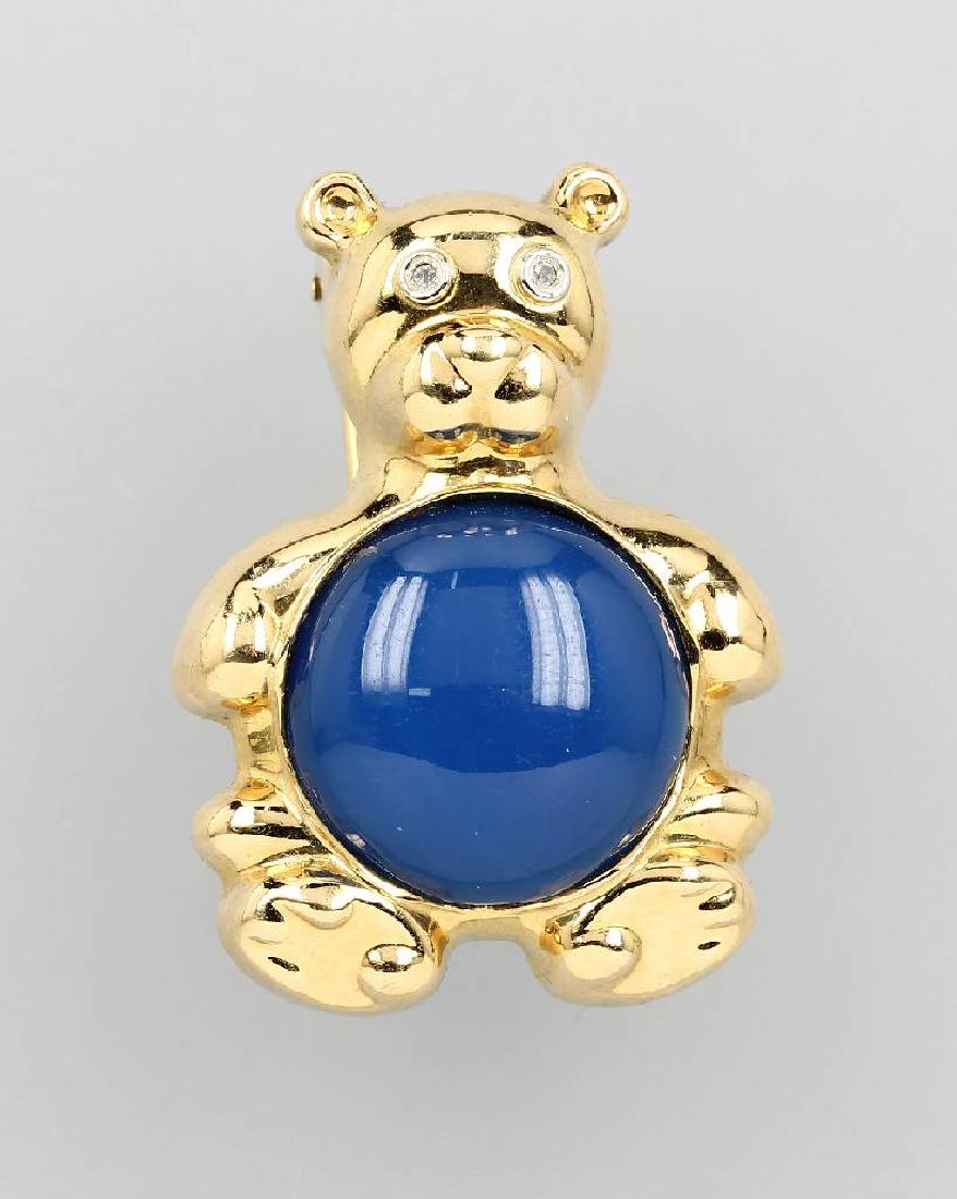 18 kt gold brooch 'teddybaer' with chalcedony and (1 of 1)