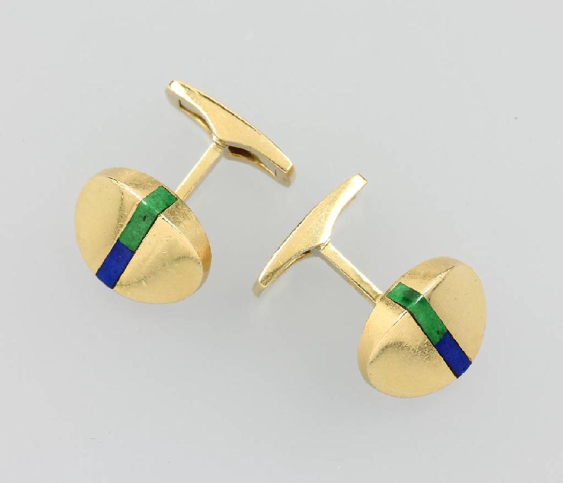 Pair of 18 kt gold cuff links with lapis lazuli and (1 of 1)