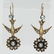 Pair of 9 kt gold earrings 'swallow' with pearl and