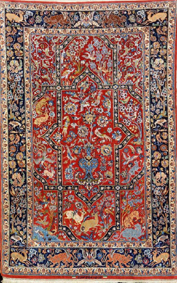 Fine 'Part-Silk' Isfahan 'Assachi' Rug (Signed), (1 of 1)