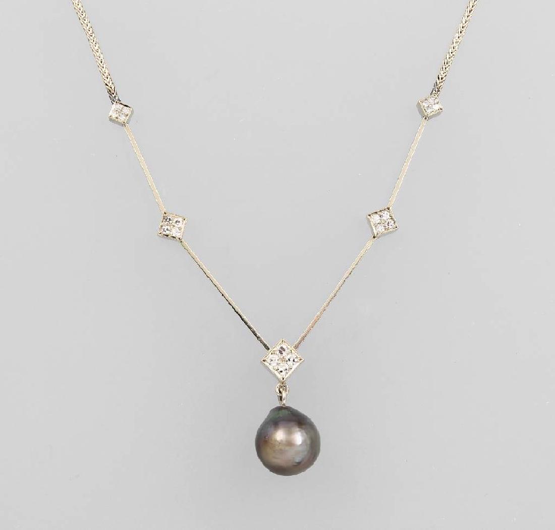 14 kt gold necklace with cultured tahitian pearl and (1 of 1)