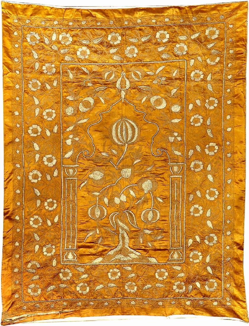 Fine Yellow Ottoman Silk & Metal 'Prayer- Embroidery', (1 of 8)