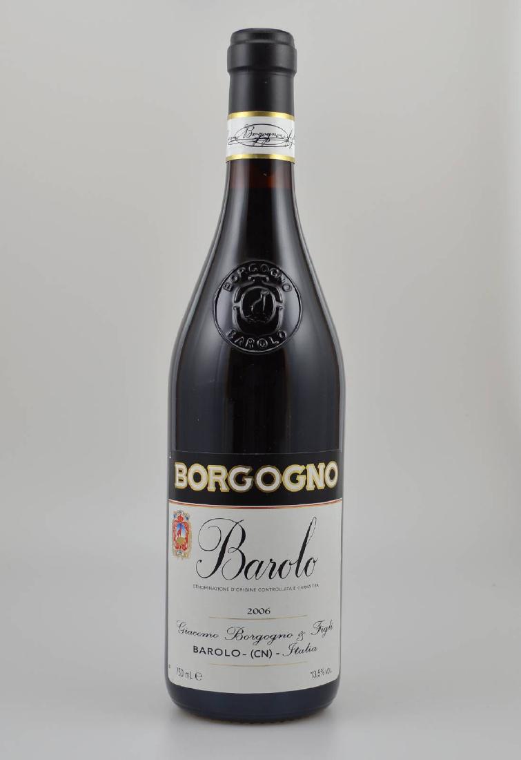 4 bottles of 2006 Barolo: 4 bottles of 2006 Borgogno Barolo, each 75 cl,13,5 % Vol., distance between capsule and wine: approx 1-1,5 cm, orig. Banderole, very good condition of the bottles, not tasted
