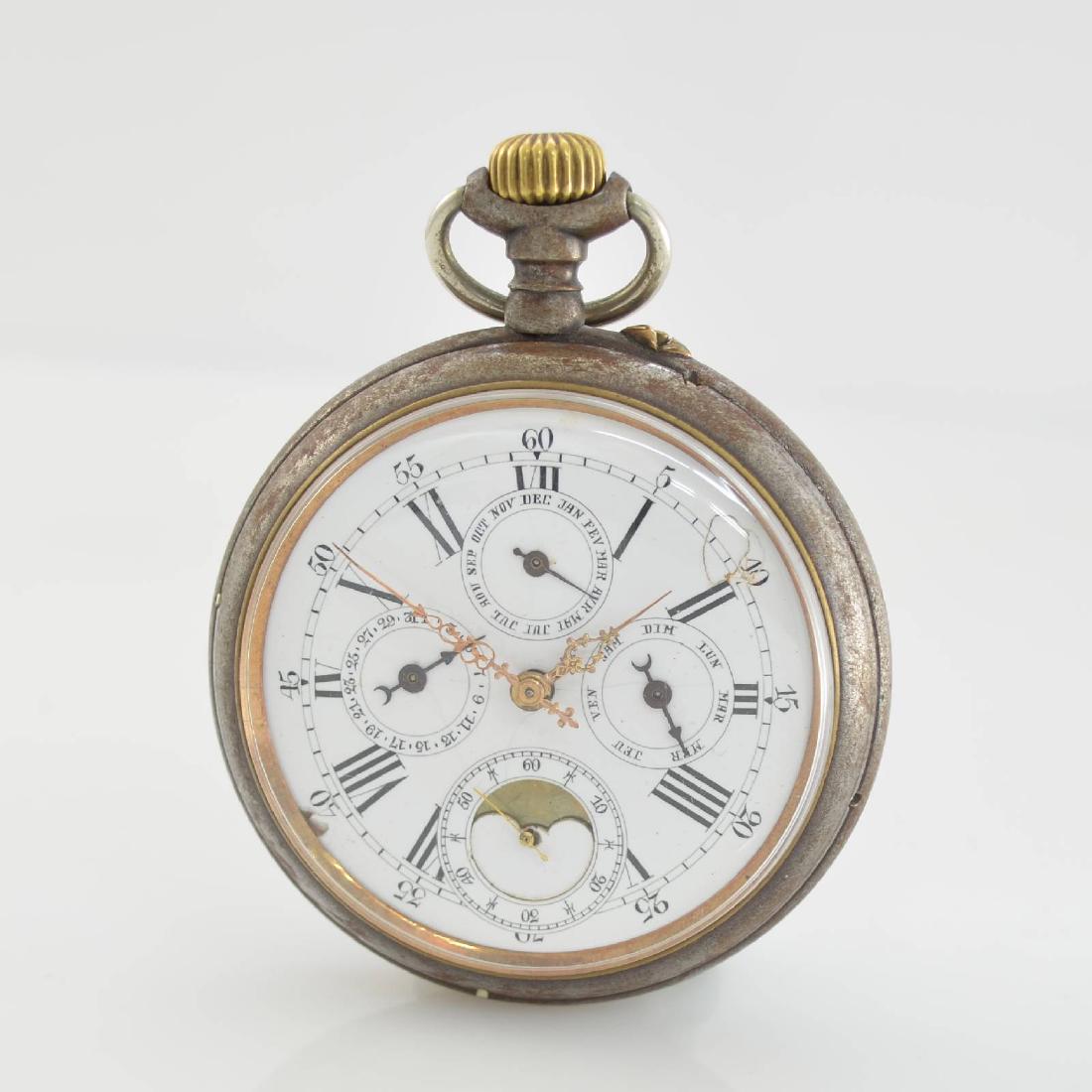 Big Iron Pocket Watch With Complete Calendar Moon Phase