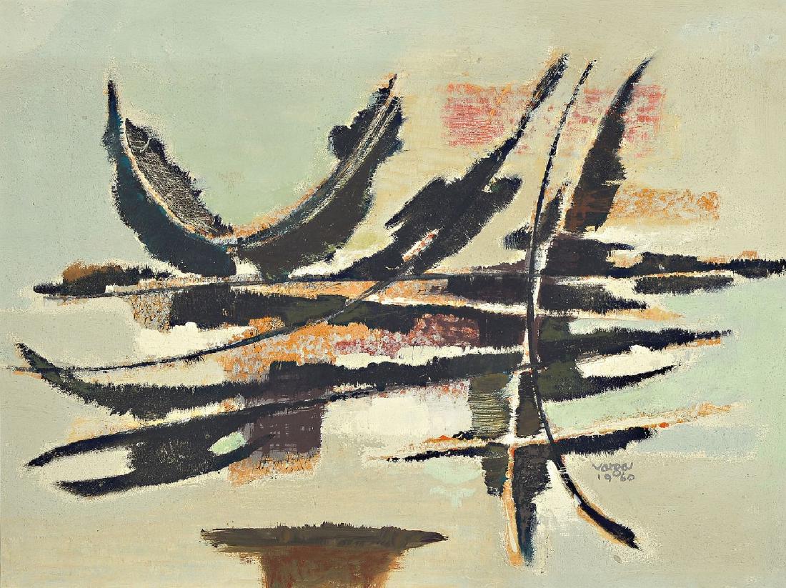 Ferenc 'Feri' Varga, 1906 Terezföld/ungarn- 1989: Ferenc 'Feri' Varga, 1906 Terezföld/ungarn- 1989 Neustadt, Hungarian-French painter, designer and sculptor,in the circle of friendsof Jean Cocteau and Pablo Picasso, here: abstract composition, mixed
