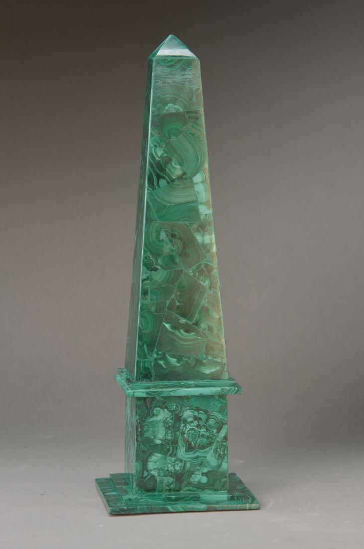 Obelisk, malachite: Obelisk, malachite, latter, H. approx. 30.5cm