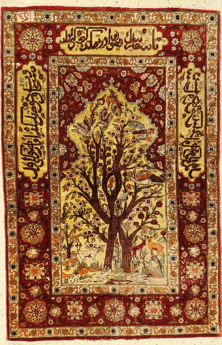 Silk Hereke Rug,: Silk Hereke Rug, Turkey, circa 40 years old, pure silk, approx. 108 x 79 cm, condition: 4-5 (traces of age/use). Summer-Auction (160 Lots): Antique, old and decorative rugs & carpets. Please ask for c