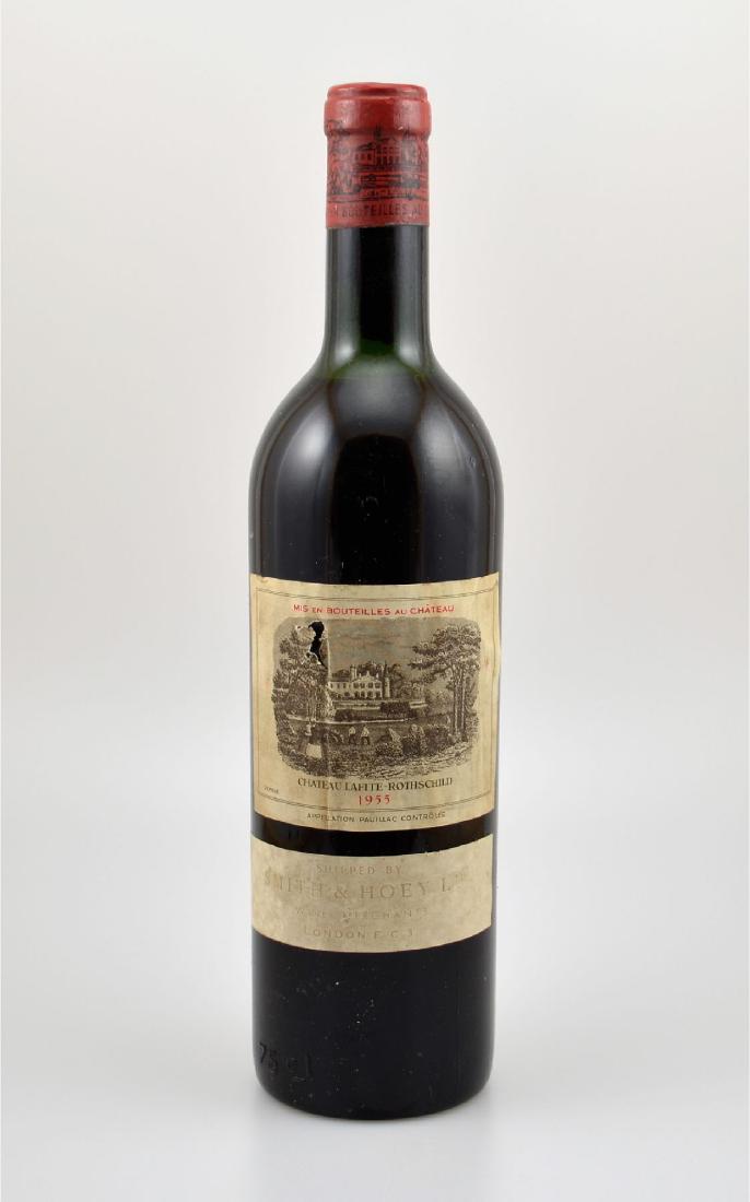 1 bottle 1955 Chateau Lafite Rothschild, Pauillac: 1 bottle 1955 Chateau Lafite Rothschild, Pauillac, Premier Grand Cru Classe, label slightly damaged, not tasted, very rarely on offer, 97 Parker points, Provenance: From a private wine collection