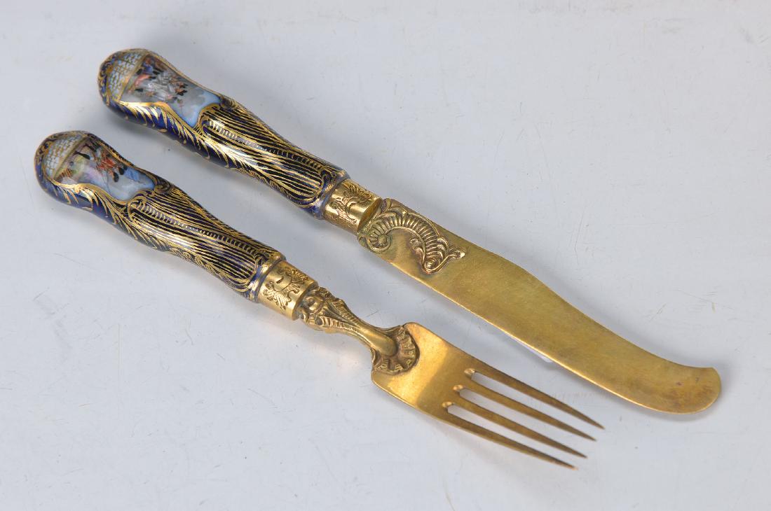 cutlery, Meissen, around 1760, porcelain handles in (1 of 1)