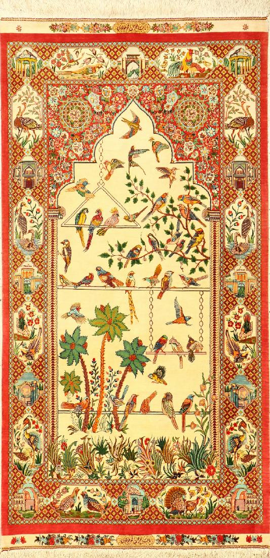 Very Fine & Unique Silk Qum 'Javadi' Rug 'Signed' (1 of 1)
