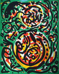 A.R. Penck, 1939-2017, untitled, color serigraph: A.R. Penck, 1939-2017, untitled, color serigraph, signed lower left and numbered 34/55, approx 87x107cm, framed under glass