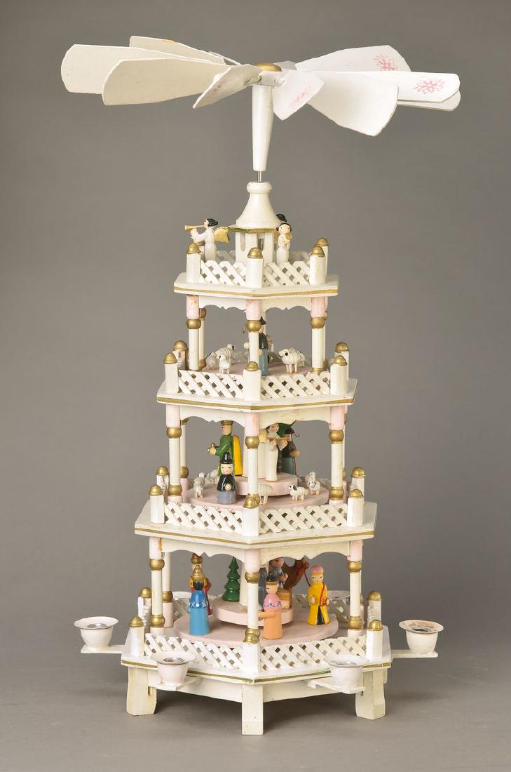 Christmas pyramid and two collector showcases with