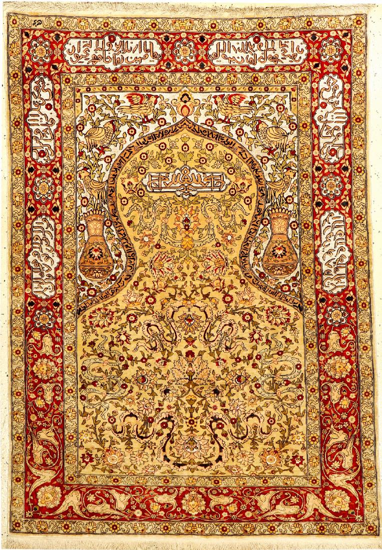 Fine Silk & Metal-Thread Hereke Rug 'Signed', (1 of 14)