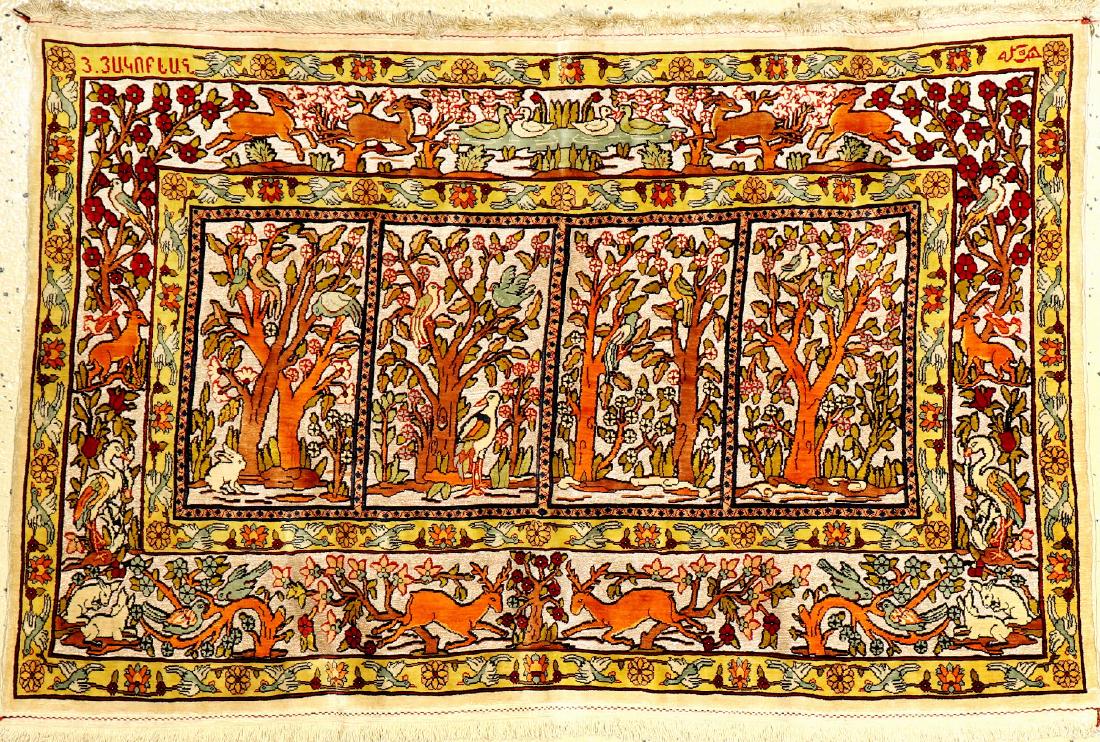 Fine Silk & Metal-Thread Hereke 'H.Hagopian' Rug (1 of 8)